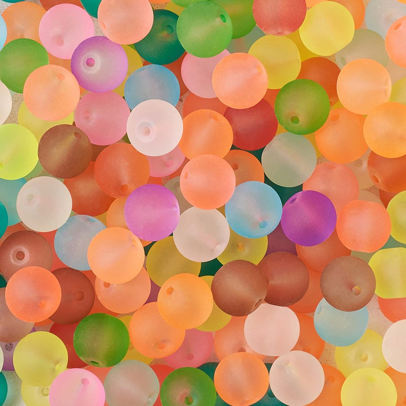 Craftdady 500Pcs 10mm Transparent Frosted Glass Beads Tiny Crystal Glass Round Loose Spacer Beads Random Mixed Colors for Jewelry Making Hole: 1mm - Image 3